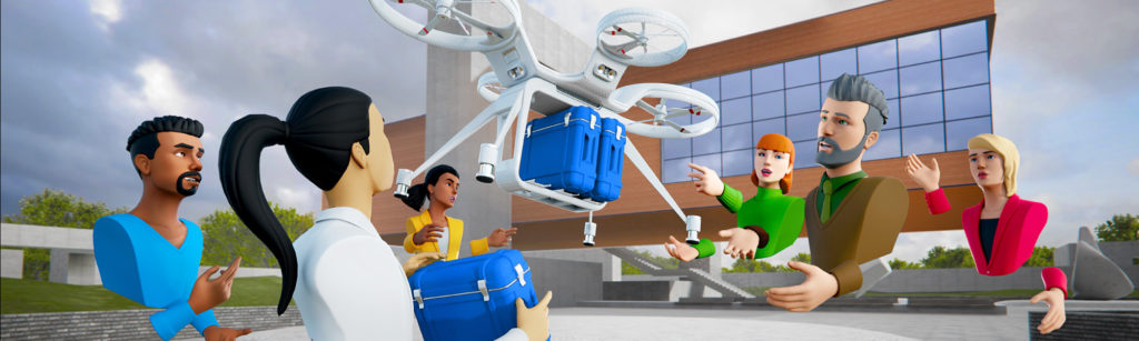 Digital twin simulation of diverse enterprise team using VR drone technology for safety training collaboration