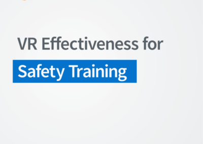 Cover slide reading “VR Effectiveness for Safety Training” with “Swipe for more” and Glue Insights branding.